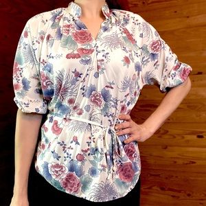 Vintage Styletrix floral spring blouse, 3/4 sleeve